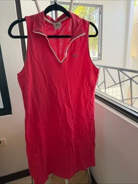 Lacoste Sleeveless Polo Dress in Coral